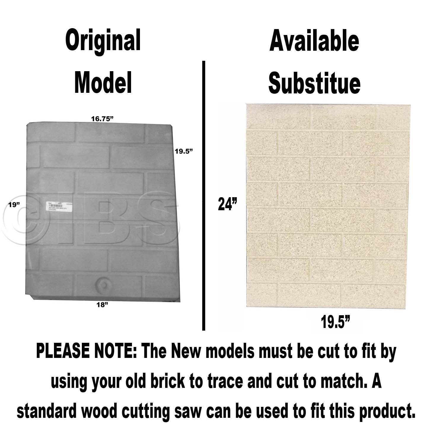 65202 Left Side Refractory DISCONTINUED and Replaced by Available Cut-To-Size Panel
