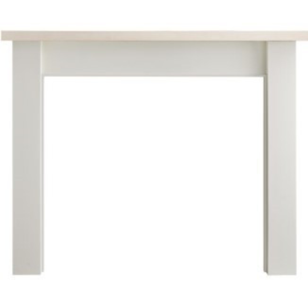 36395MON Laurel Mantel, Primed MDF & Maple top with Whitewash Stain