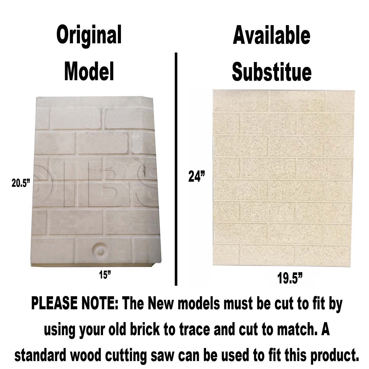 67132 Left Side Refractory DISCONTINUED and Replaced by Available Cut-To-Size Panel