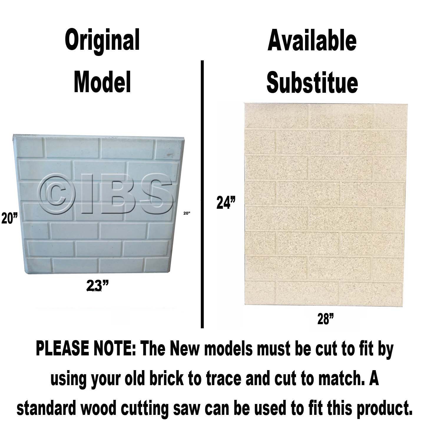 65234 Back Refractory DISCONTINUED and Replaced by Available Cut-To-Size Panel