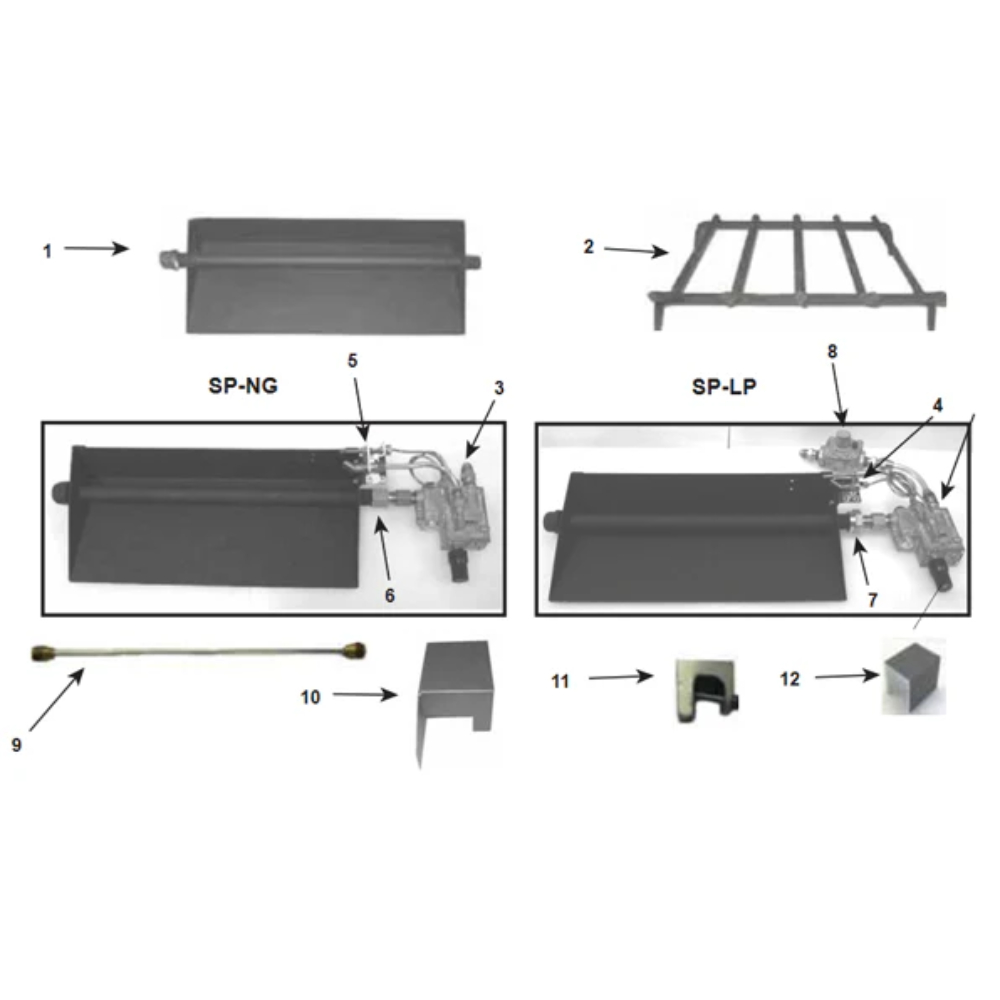 91011MON Hearth Kits Sand Pan Burners For Single-Sided Fireplaces 18" Safety Pilot